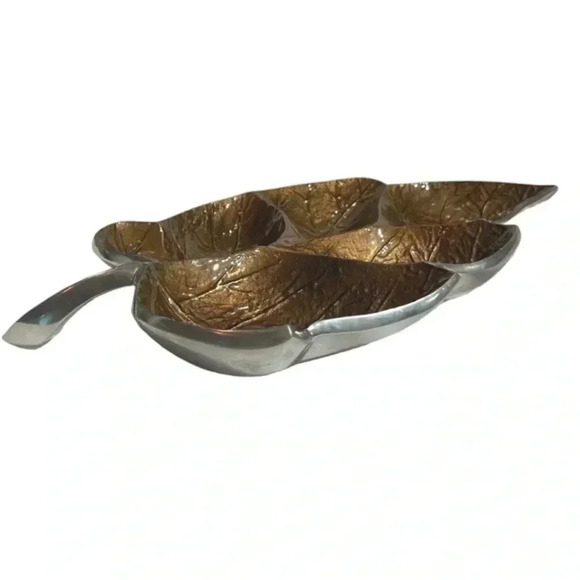 Aluminum Artistic Accents Leaf Sectioned Appetizer/Candy Platter - Picture 3 of 5